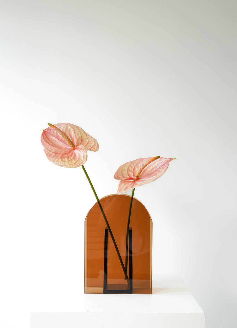 Art Deco Ikebana Amber Vase - Large