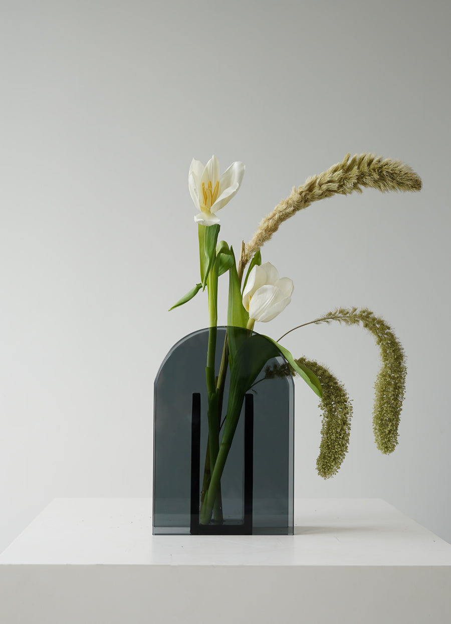 Art Deco Ikebana Grey Vase - Small