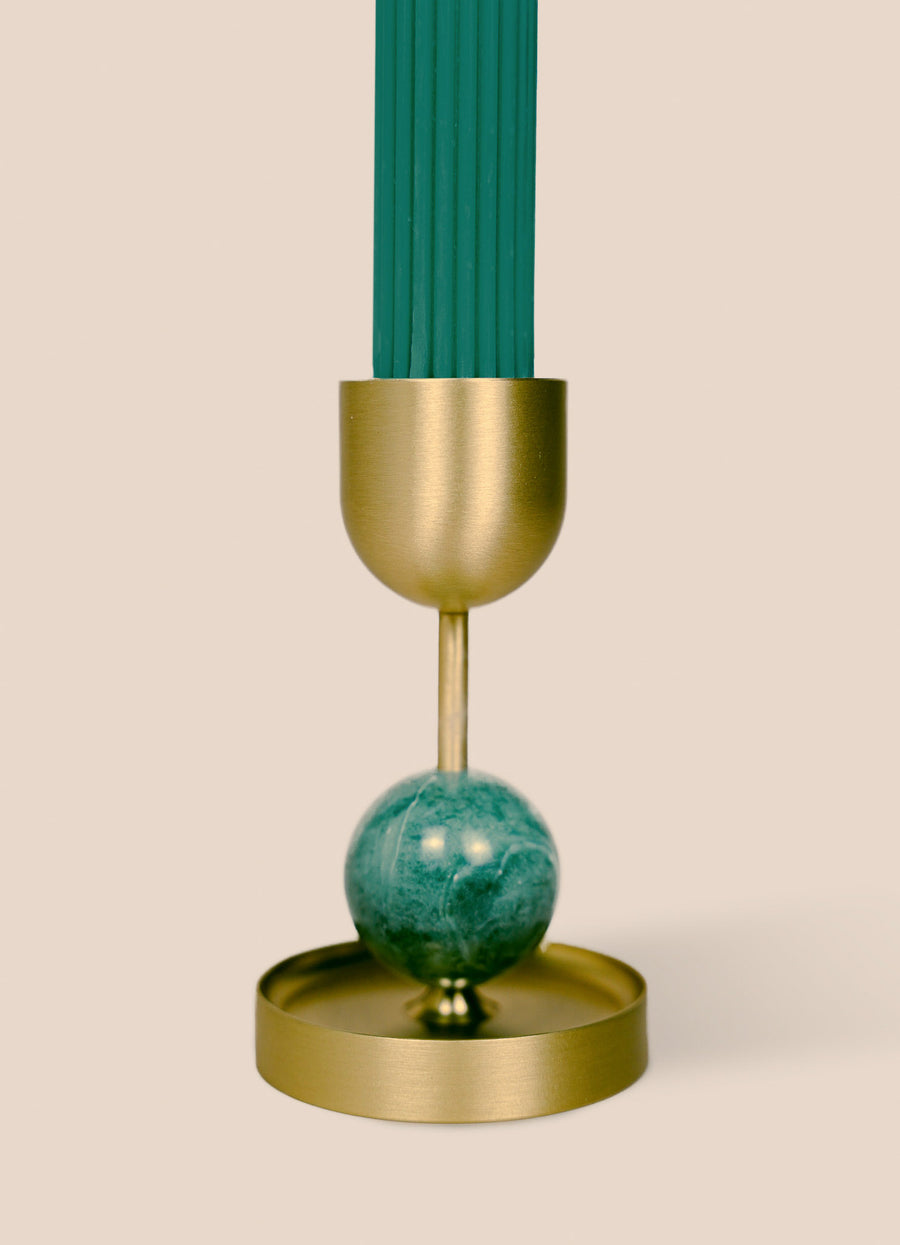 Beaded Fountain Brass Candle Holder - Medium