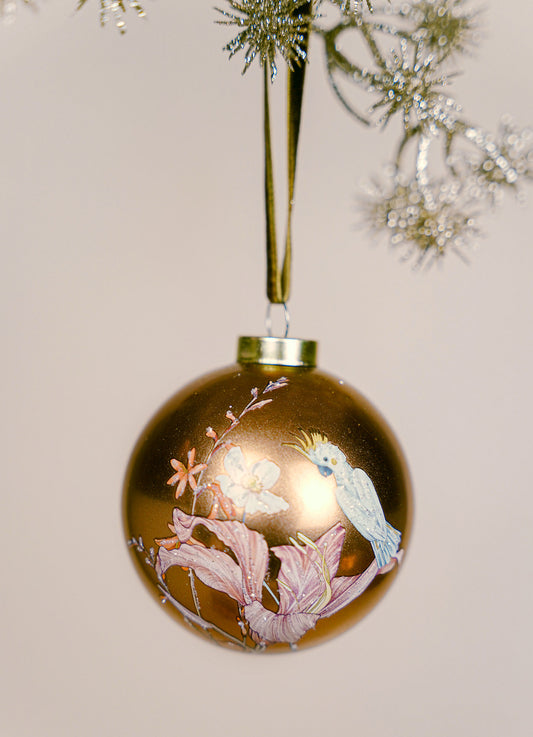 Luxury Floral Glass Bauble - Gold