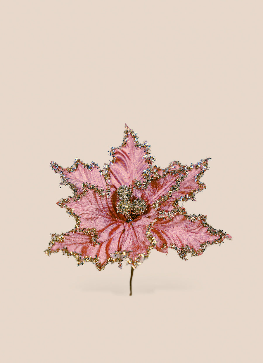 Festive Silk Flower - Terracotta Red