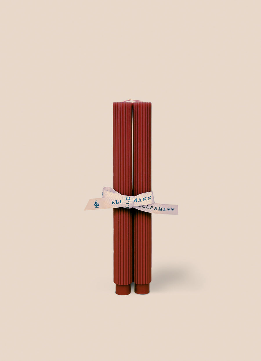 Set of 2 Piller Candles - Terracotta Red