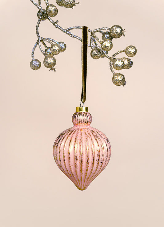 Antiquated Glass Drop Bauble - Dusty Pink