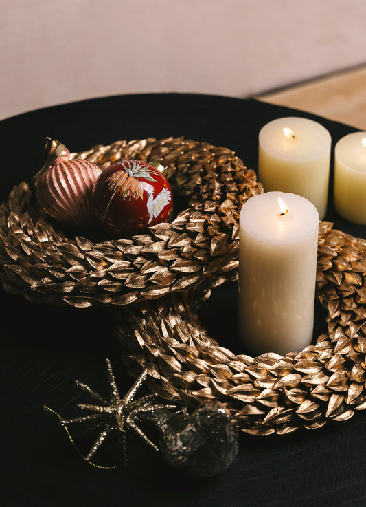 Luxury Floral Glass Bauble - Terracotta Red