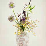 Ceramic Tall Narrow Mouth Vase with Handpainted Flowers