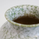Spongeware Green And White Ceramic Short Vase