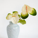 Spongeware Green And White Ceramic Tall Vase