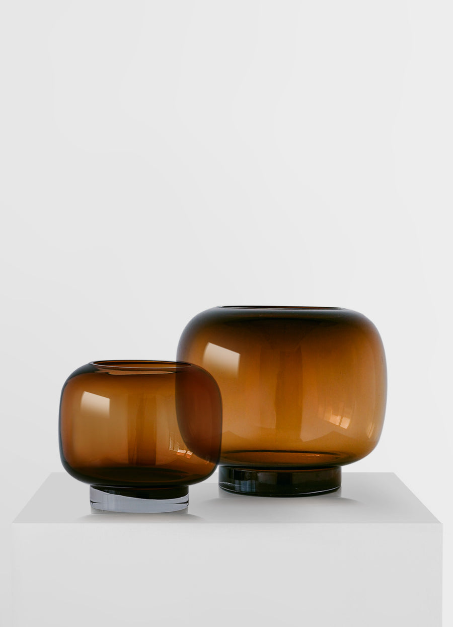 Modern Round Shape Amber Vase - Small