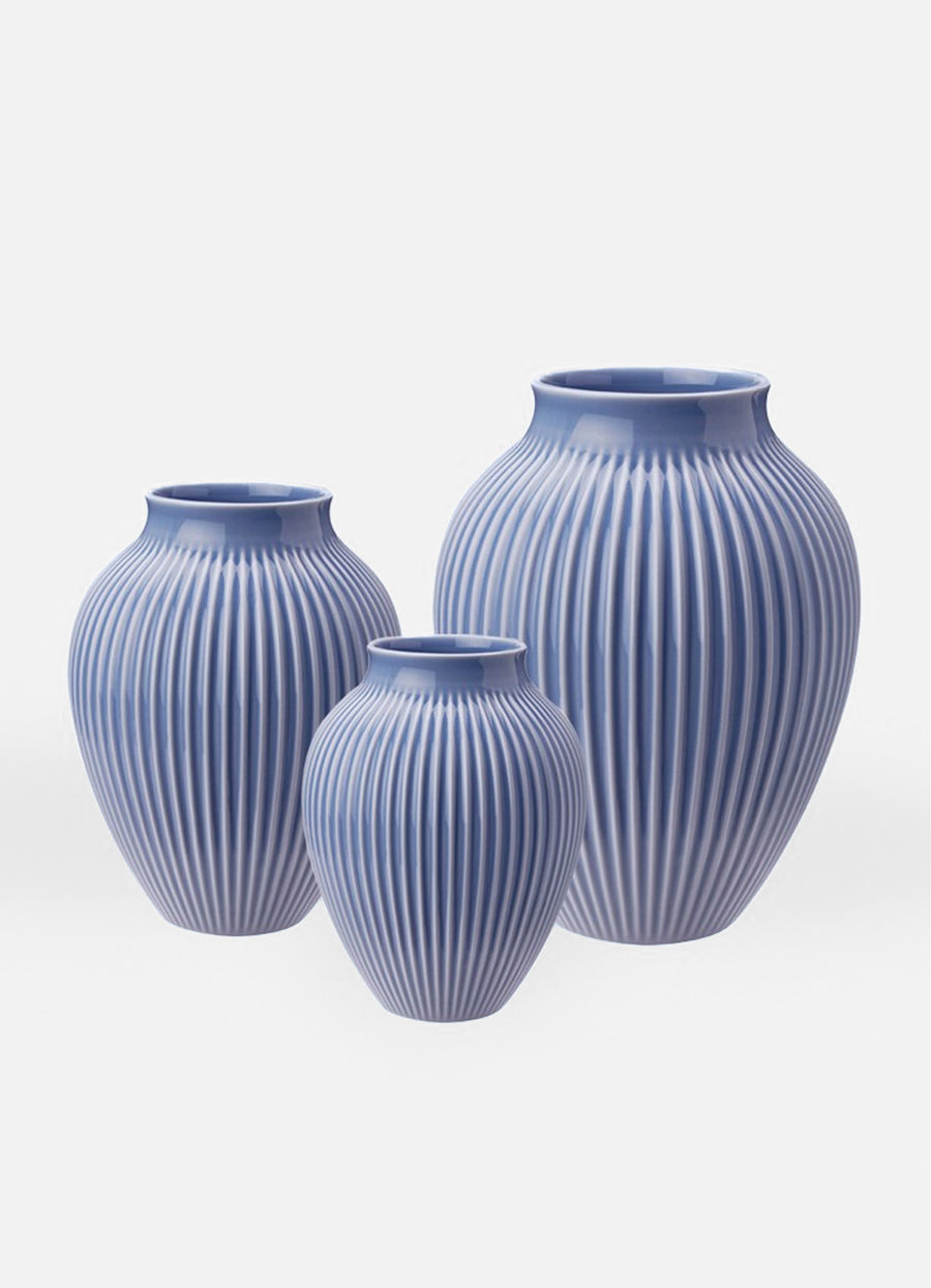Knabstrup Vase with Grooves - Lavender Blue