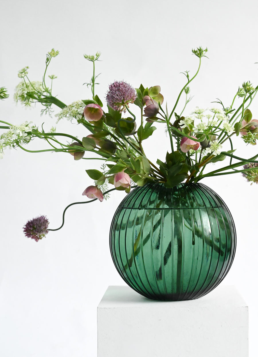 Mouth Blown Green Vase - Sphere