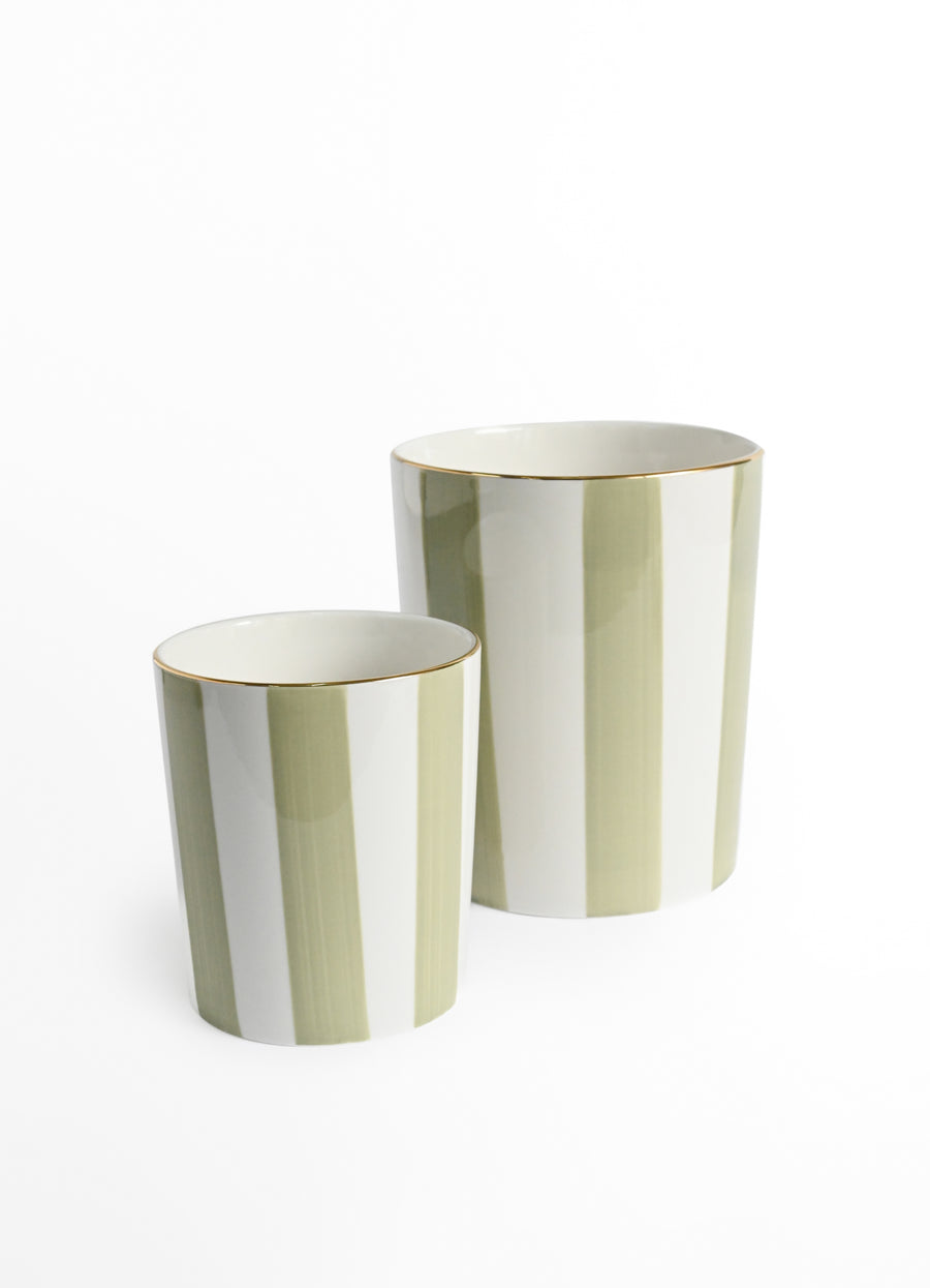 Ellermann Striped Pot - Sage Green - Large