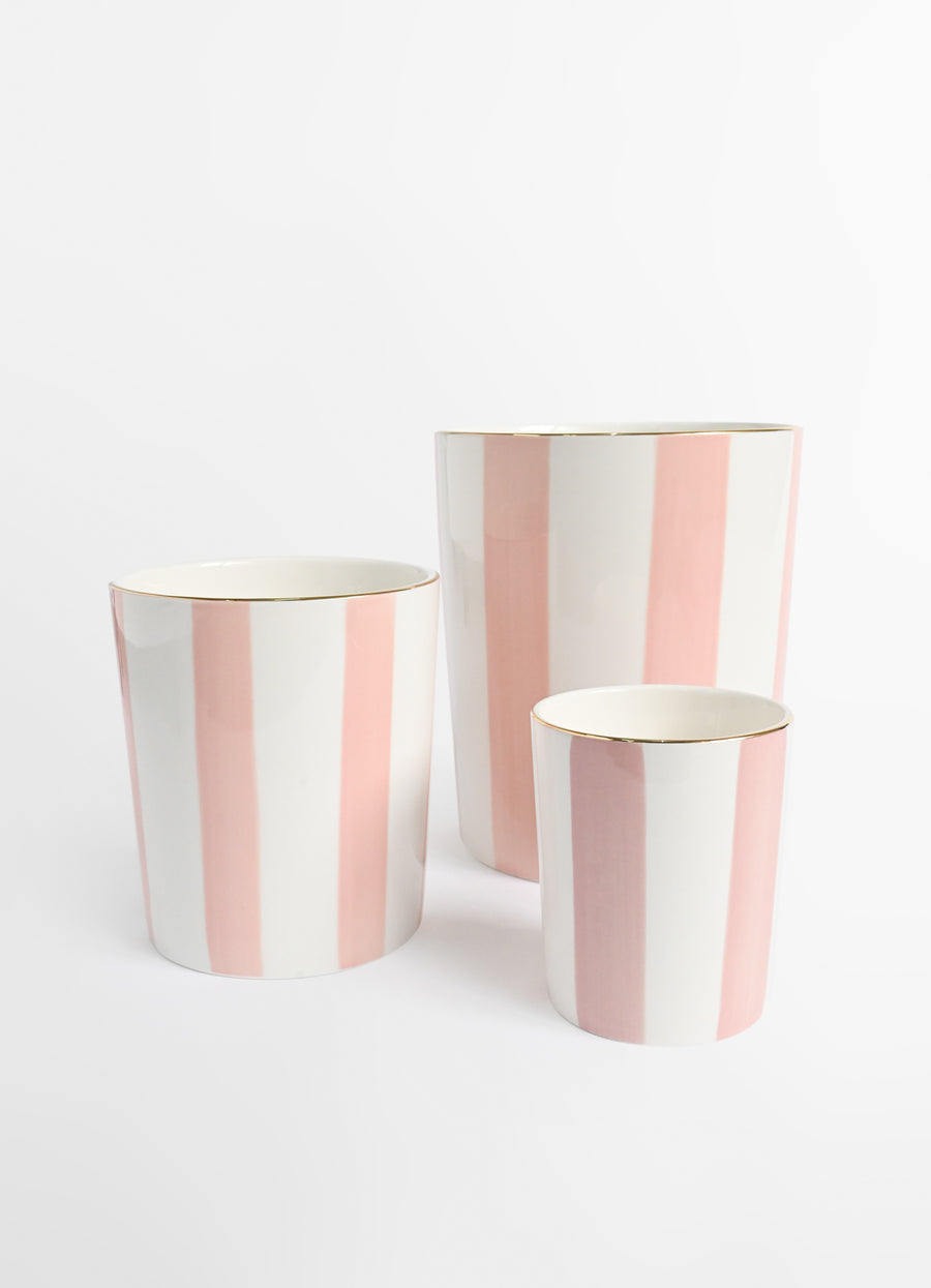 Ellermann Striped Pot - Dusty Pink - Medium